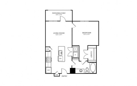 A1-2 Floor Plan at Addison Medical Center Apartments, San Antonio, TX